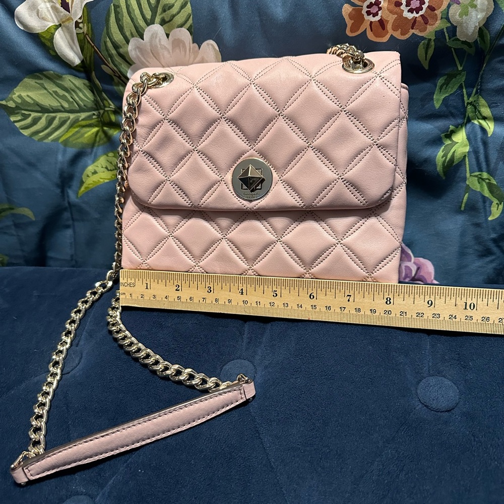 Pink quilted Kate Spade Natalia Small Flap handbag. Like new, used once.